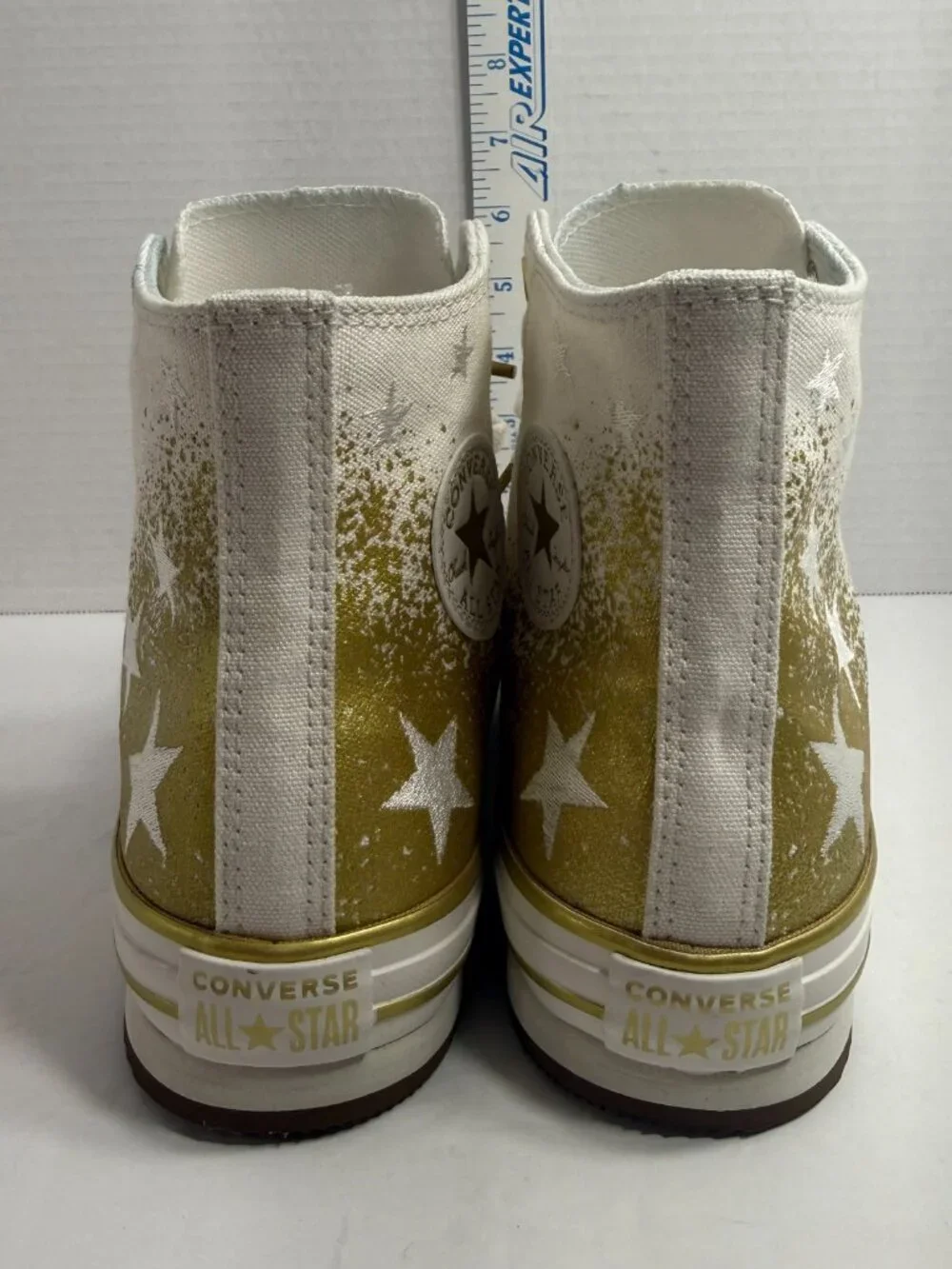 Converse Chuck Taylor All Star Eva Lift Kids Size 6 White Gold Metallic A12877C